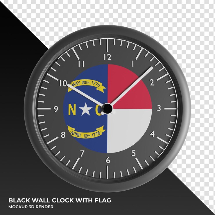 PSD 3d illustration of the wall clock with the flag of north korea