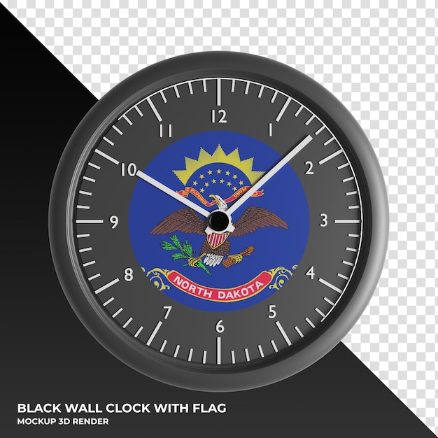 PSD 3d illustration of the wall clock with the flag of north macedonia