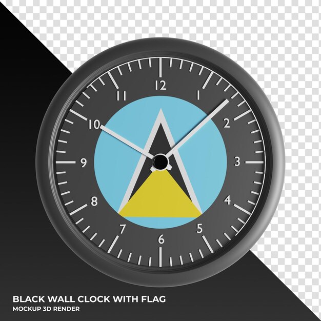 PSD 3d illustration of the wall clock with the flag of saint lucia