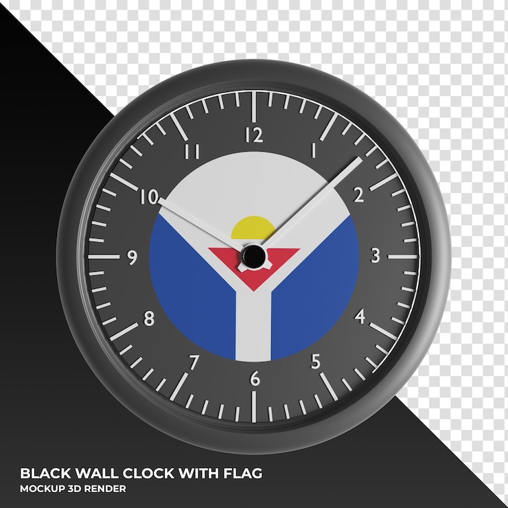 PSD 3d illustration of the wall clock with the flag of saint martin