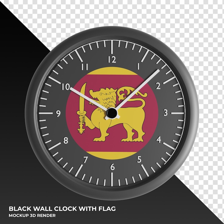 PSD 3d illustration of the wall clock with the flag of sri lanka