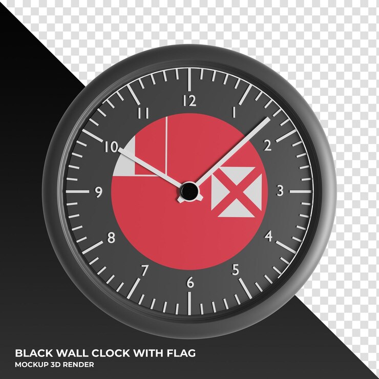 PSD 3d illustration of the wall clock with the flag of washington