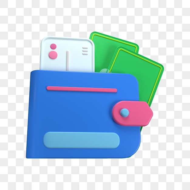 3d illustration wallet money and credit cart