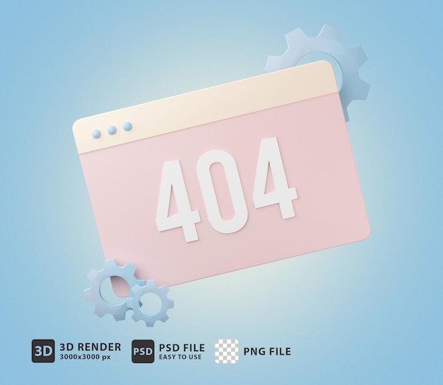 3d illustration warning 404 error page