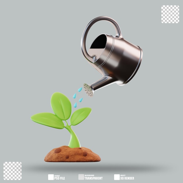 3D Illustration Watering On Plant