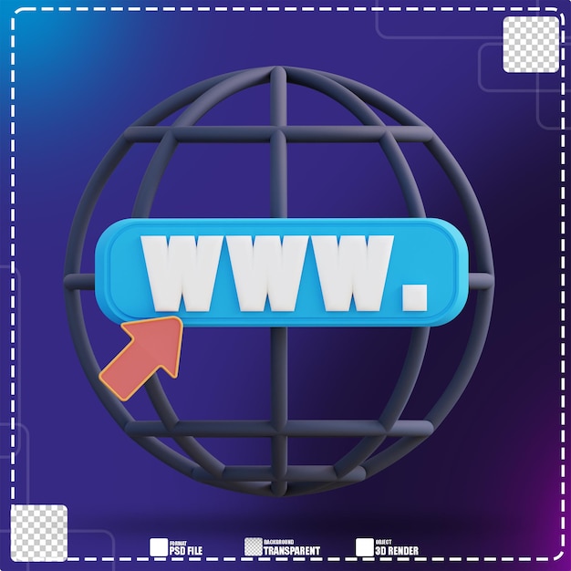 PSD 3d illustration of web browser security