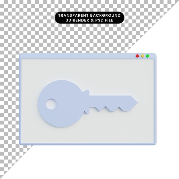 3d illustration web display with key