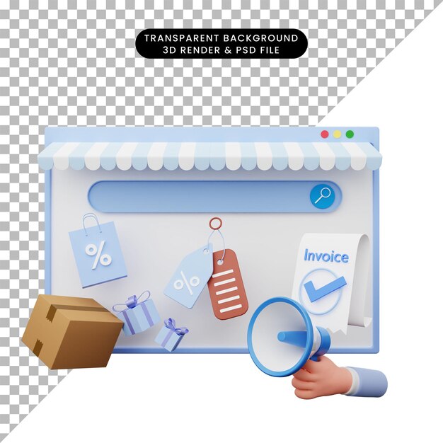 3d illustration of web illustration online shop