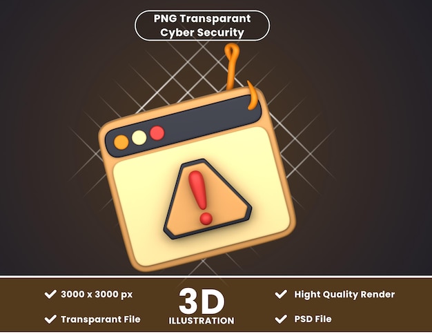 PSD 3d illustration of web phising