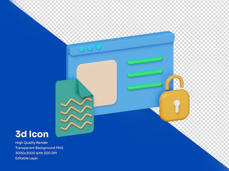 PSD 3d иллюстрация изометрической проекции веб-безопасности