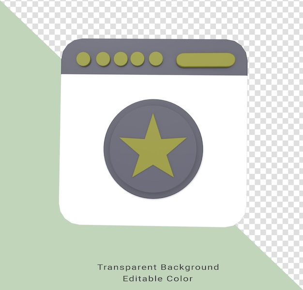 3d Иллюстрация Веб-дизайн UIUX концепция веб-разработки Веб-дизайн компьютерный браузер обзор звезда