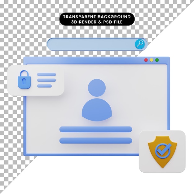 Illustrazione 3d dell'illustrazione dell'interfaccia utente web