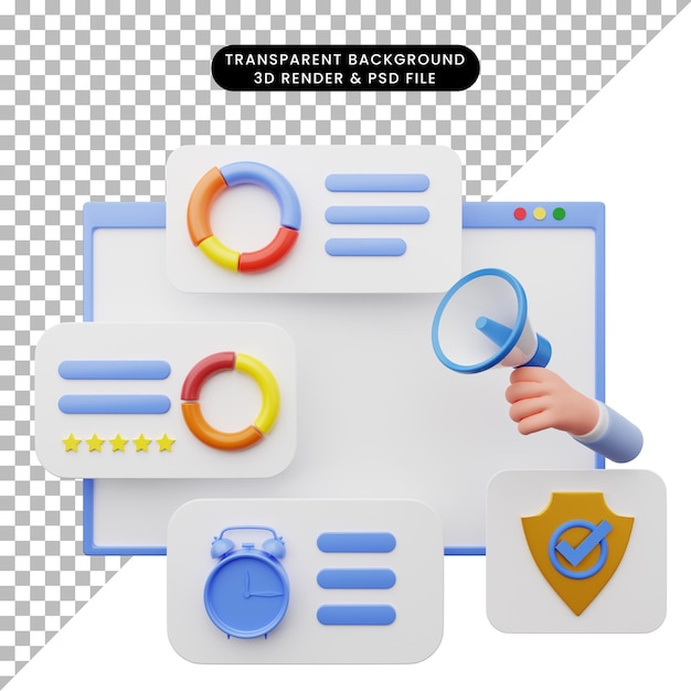 PSD 3d illustration of web user interface illustration