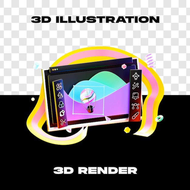 3D illustration, Webdesign, 3D-rendering, 3D-ikon i høj opløsning med transparent baggrund