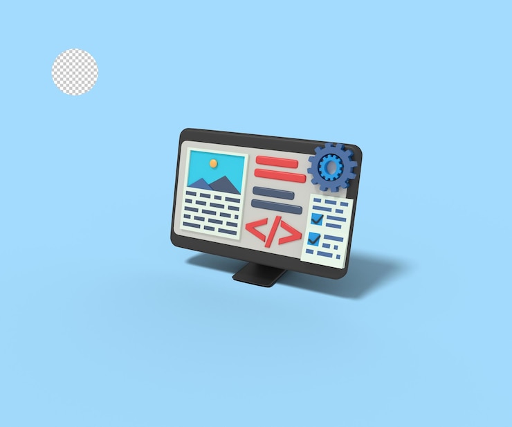 PSD 3d illustration of website display settings in progress
