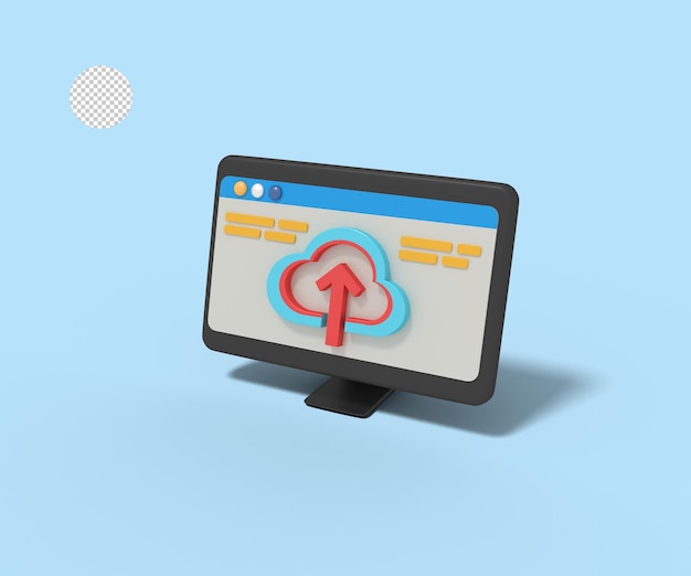 3d illustration of website upload in computer