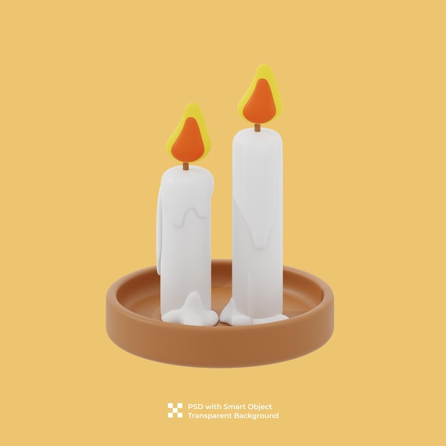 3d illustration of the white candle