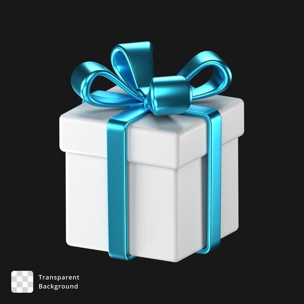 PSD 3d illustration of a white gift box with lightblue bow amp ribbons