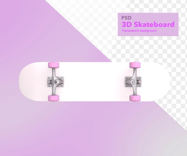 3D Illustration White Skateboard