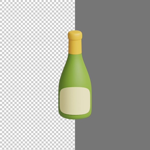 PSD 3d illustration of wine bottle icon