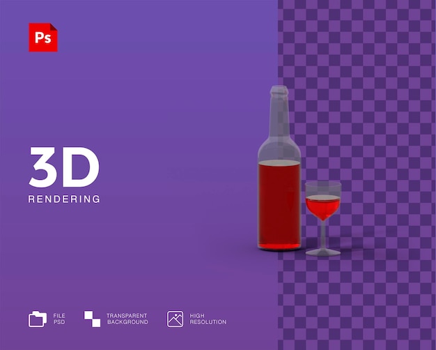 PSD illustrazione 3d vino