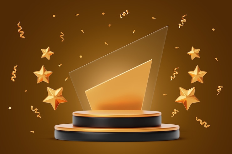 PSD 3d illustration with awards sales podium