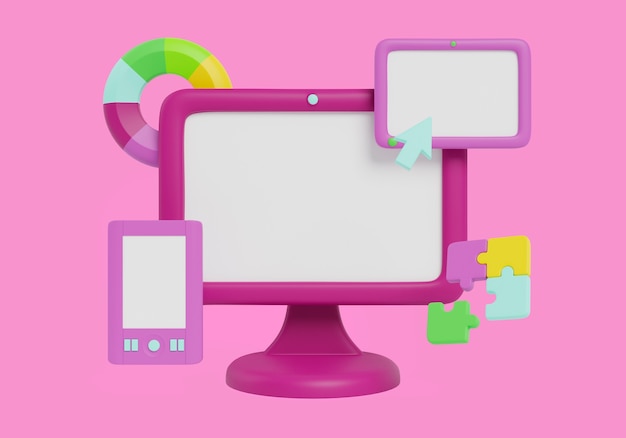 3d illustration with blank device screen sales banner