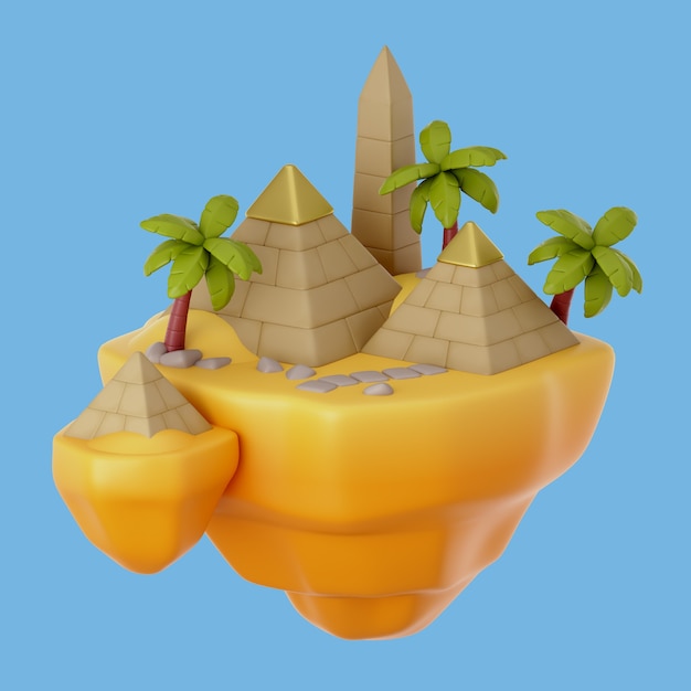 3d illustration with floating island