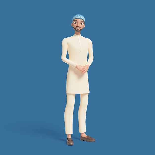 PSD 3d illustration with muslim man