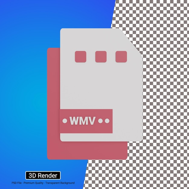 3D イラスト WMV 形式ファイルのアイコン