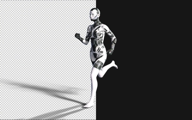 3d illustration of a woman ai cyborg pose on black background with clipping path ai project