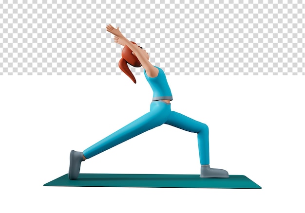 PSD illustrazione 3d della donna che fa esercizio di yoga