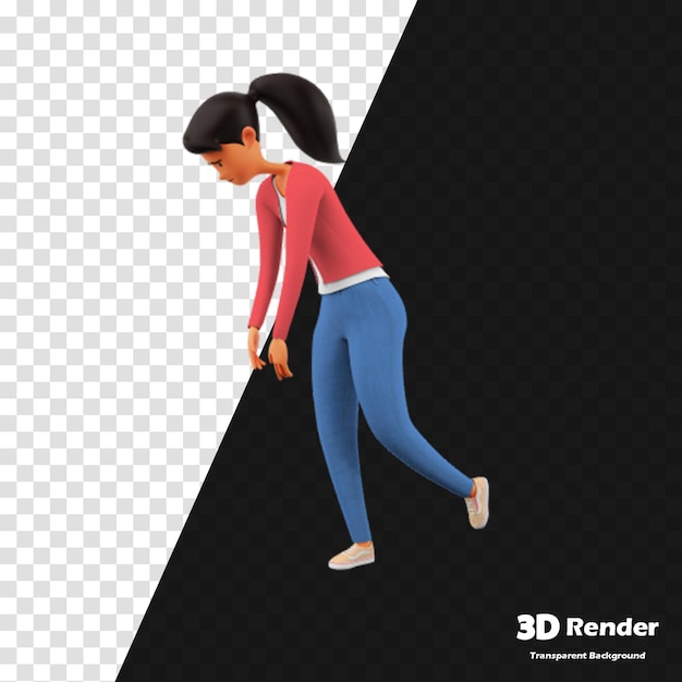 검은 배경 앞에서 달리는 여자의 3D 일러스트레이션