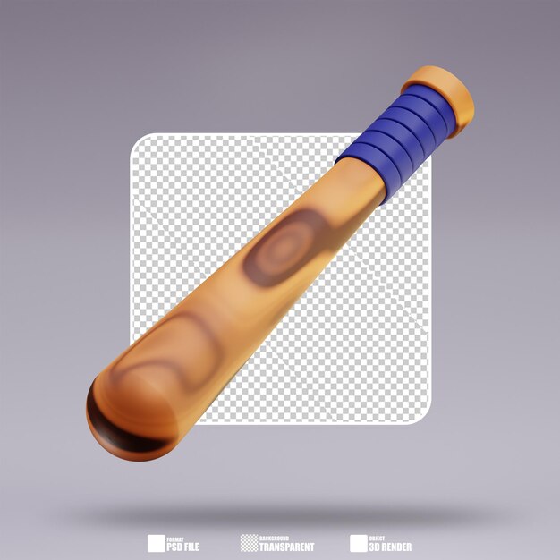 PSD 3d illustration of wooden baseball bat 3