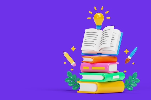 3D-иллюстрация для празднования Всемирного дня книги