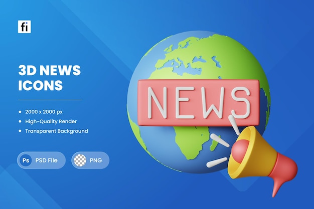 3d illustration world news