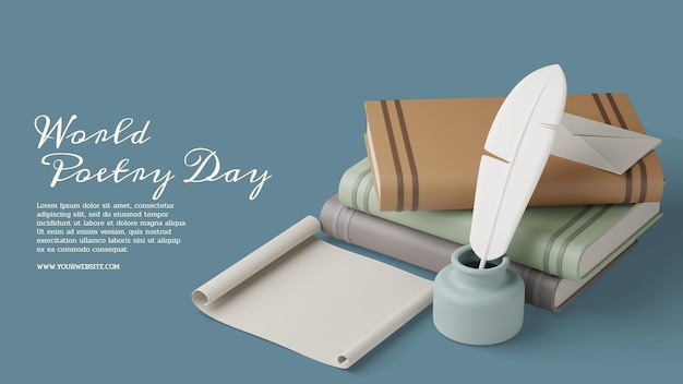 PSD 3d illustration world poetry day