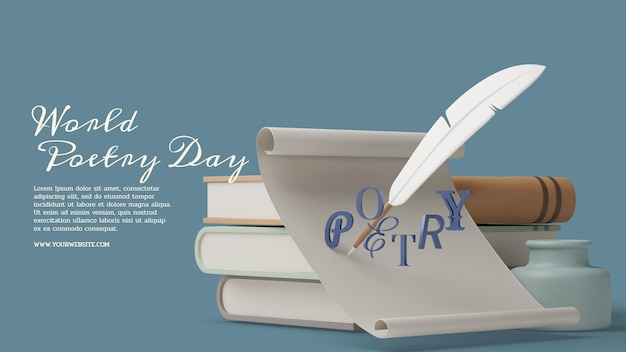 3d Illustration World Poetry Day