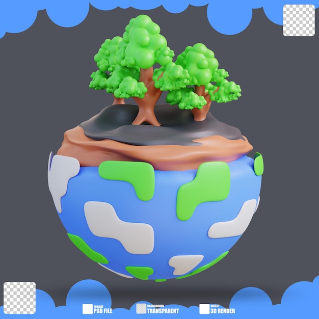 PSD 3d illustration of world's forests thriving 3