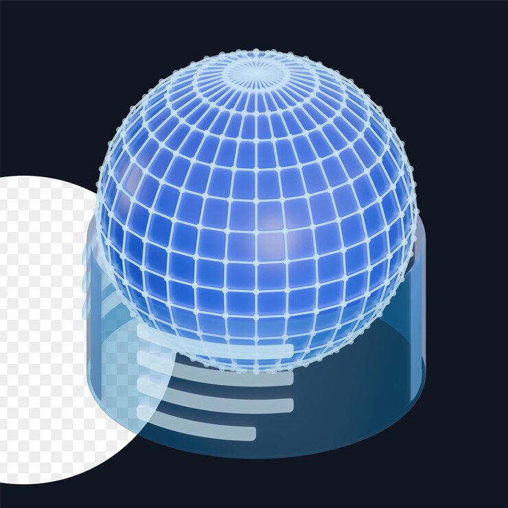 PSD 3d illustration of the world with hologram around it