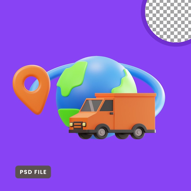 PSD 3d illustration of worldwide delivery