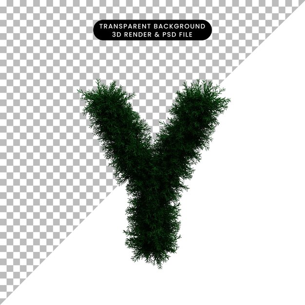 3d illustration of wreath leaf concept alphabet y