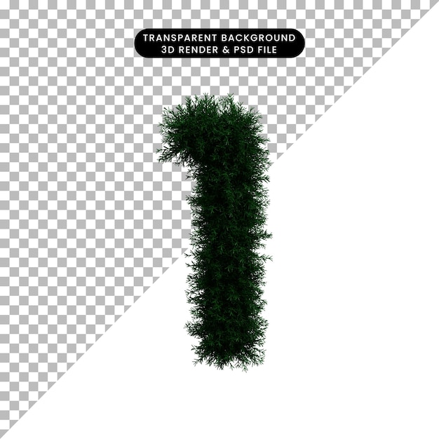 3d illustration of wreath leaf concept numeral 1