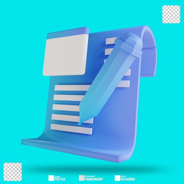 3d illustration write documents 2