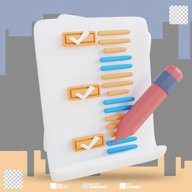 PSD 3d illustration writing schedule 2