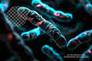 PSD 3d illustration of x chromosome in bacteria for medical science on transparent background