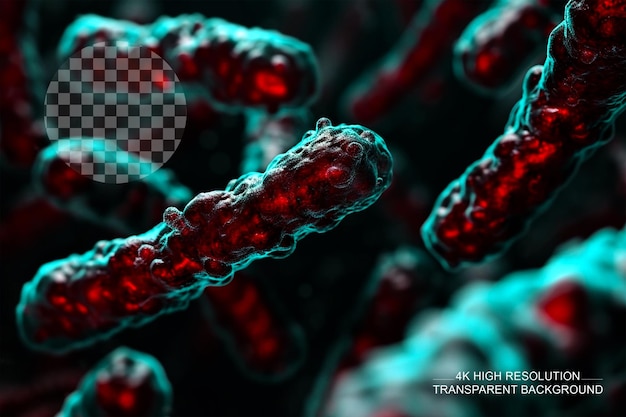 PSD 3d illustration of x chromosome in bacteria for medical science on transparent background