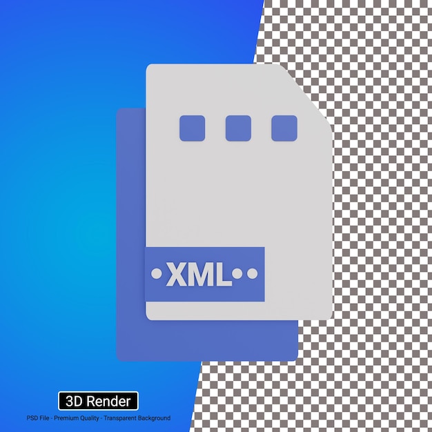 Значок файла формата XML 3D-иллюстрации