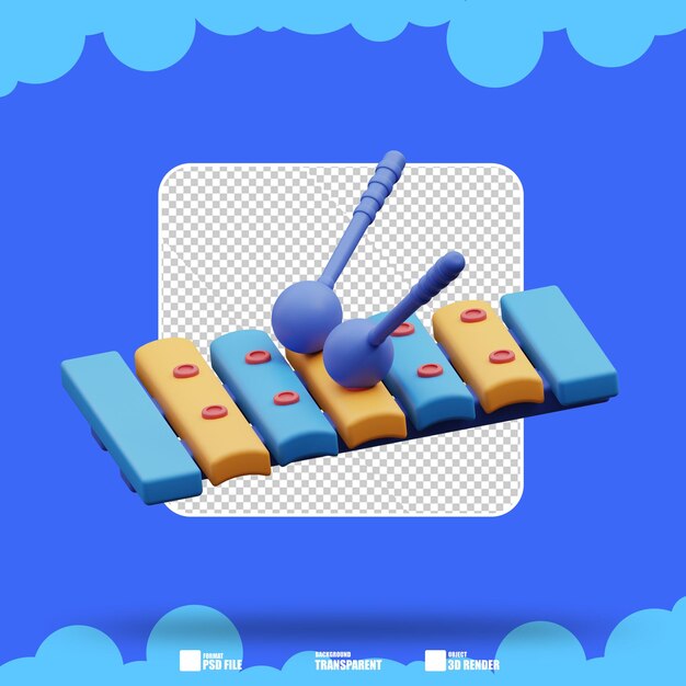 3d illustration of xylophone 3