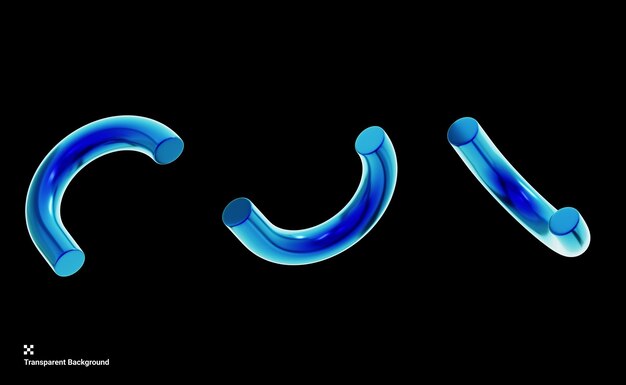 3D-иллюстрация геометрической формы Y2K с формой C